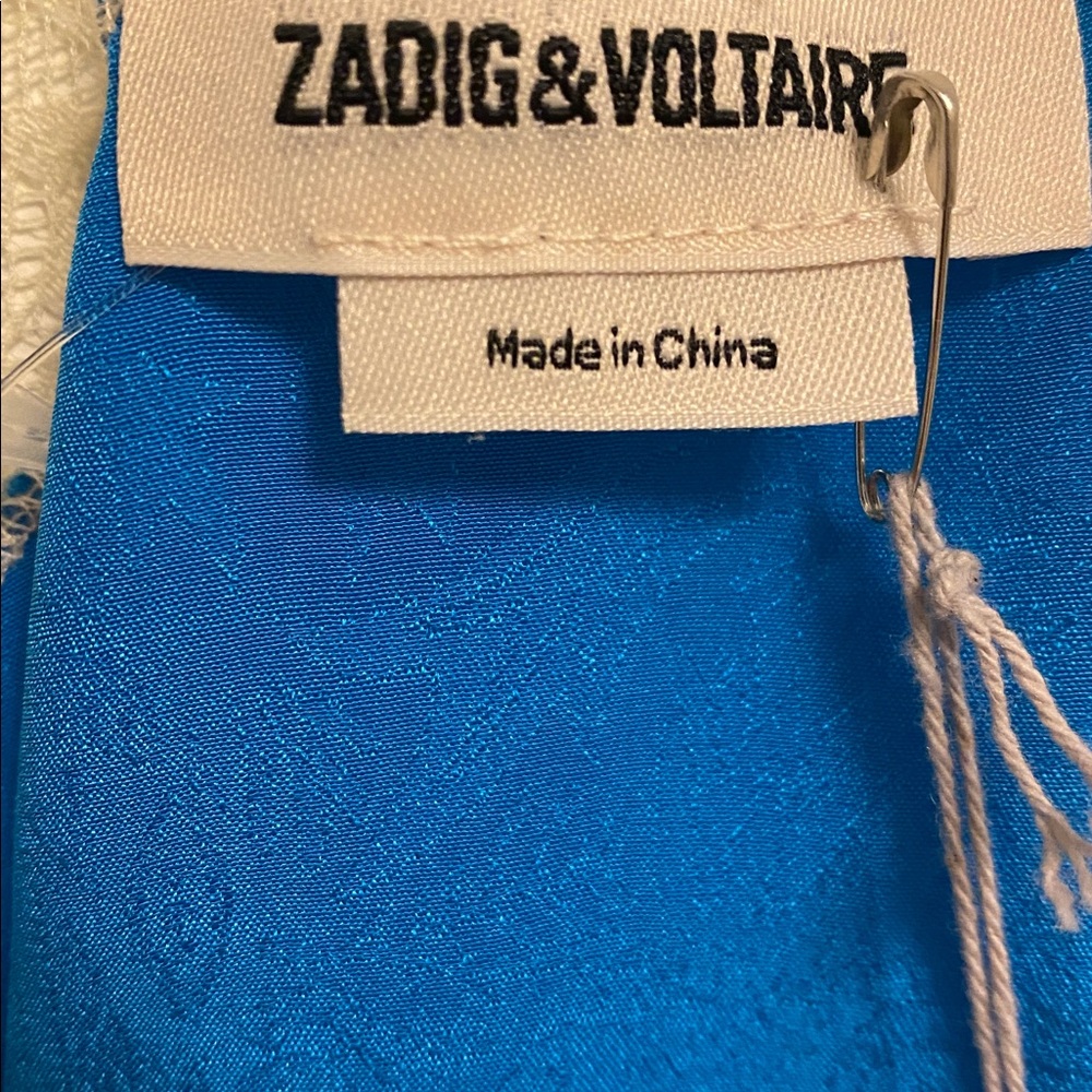 Zadig & Voltaire Silk Cami • Blue White Lace • Size S - Picture 4 of 8